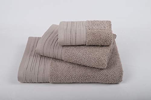 jilda-tex Premium Handtuch Duschtuch Leinenoptik Frottierware Set 100% Baumwolle Verschiedene Größen/Farben (Taupe, 2 x Premium Handtuch 50x100 cm)