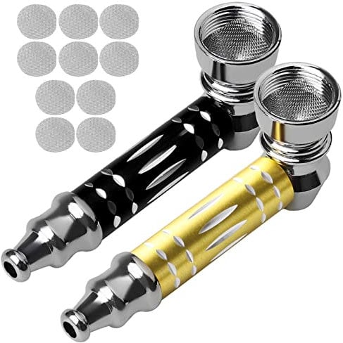 2 PCS Father's Pocket Decor Small Mini Pipes Holder Portable Detachable with 10PCS Stainless Steel Screen Filters for Grandfather, Husband, Boyfriend Gift Collection Multi-Functional