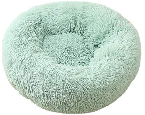 Chickw1 Hundebett rund Hundekissen Plüsch weichem Hundesofa rutschfest Base Katzenbett Donut Größe und Farbe wählbar (hellgrün,40CM)