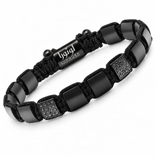 GT collection Flaches Perlenarmband, verstellbare Edelsteinarmbänder für Männer – Natursteinarmbänder – verstellbare Kordel & kraftvolle Edelsteine
