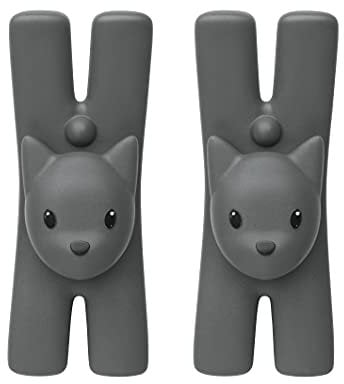Alessi Lampo MMI32CS B, Set da 2 Mollette Magnetiche da Cucina di Design, Resina Termoplastica, Nero
