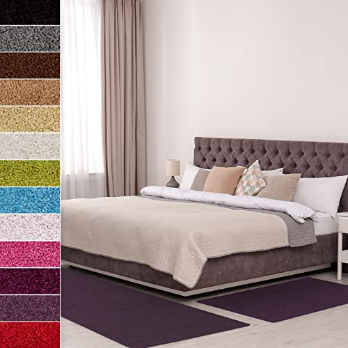Floordirekt Shaggy-Bettumrandung Barcelona - 3-teilig - Shaggy-Kräusel-Optik - Hochflor Bettvorleger in vielen Farben (B: 67 cm | L: 1 x 330 cm + 2 x 130 cm, Lila)
