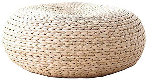 Fenteer Tatami Rundes Geflochtenes Natur Handgemachtes Strohgewebtes Sitzkissen Yoga Runde Matte Aufenthaltsraum Boden Sitzkissen 40cm Durchmesser