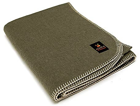 Dicke Alpaka-Wolldecke, schwere Alpakawolle, Decke, Camping, Outdoor, Indoor, weiche peruanische Alpakawolle, Decken, Twin Queen, King Size, einfarbig (Olivgrün, Reisegröße)
