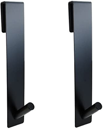 Eidoct Extended Shower Door Hooks, 7-Inch Over Door Hooks for Bathroom Frameless Glass Shower Door,Rack Hooks,Towel Hooks (2, Black)