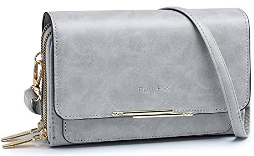 Roulens Klein Handy Umhängetasche,Damen Kleine Umhängetasche,PU Leder Crossbody Schultertasche Reisepass Handytasche mit Kartenschlitz Verstellbar Abnehmbar Schultergurt