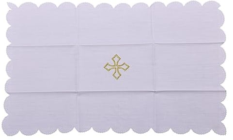 BLESSUME Altardecke für die Kirche, Messaltartuch, Purificator-Stoff, Kreuz-Stickerei (Weiß 4)