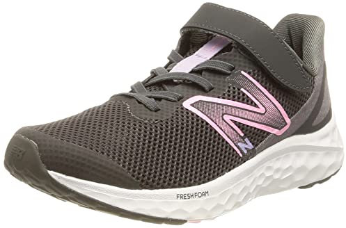 New Balance Fille Fresh Foam Arishi V4 Bungee Lace avec crochet et boucle Top Strap Basket, Gris, violet, rose, 31 EU