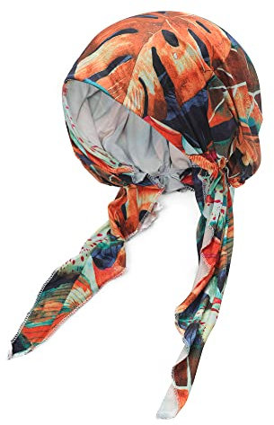 ZLYC Damen Chemo Turban Mütze Vorgebundenes Kopftuch Headwraps Leichte Hut (Blätter orange)