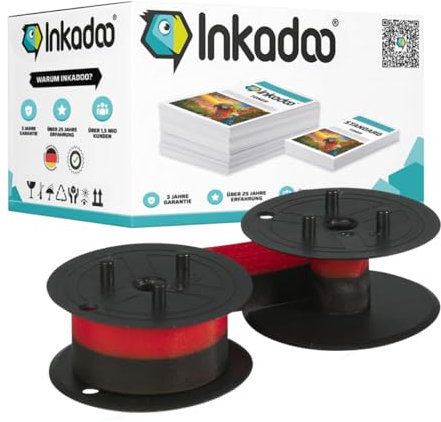 Inkadoo Farbband für Canon 4202A002 / EP-102 CP 120, D/PD/1200 Series, Nylonband, Schwarz-Rot, 13mm x 6mm Tintenband, Schreibmaschinenband, Farbband Schreibmaschine