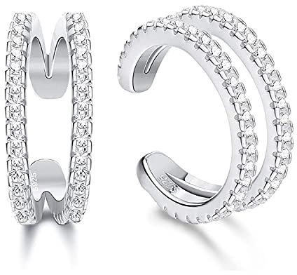 MILACOLATO 925 Sterling Silber Ear Cuff Zirkonia Ohr Manschette Ohrringe für Damen Mädchen Helix Knorpel Ohrclips Non Piercing Ohrringe Knorpel Manschetten Nicht Durchbohrte Ohrringe Silber