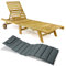 Divero Sonnenliege mit Auflage Set Relax-Liege Holzliege Gartenliege Teakholz Natur inkl. Räder, verstellbares Kopfteil, Auflage anthrazit