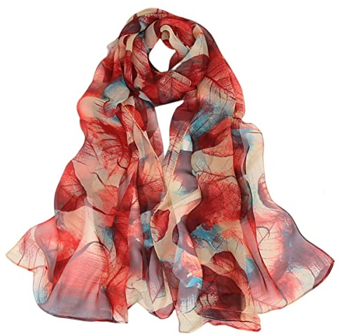 FARIYGATE Women's Scarves & Wraps Smooth Soft and Lightweight Georgette Chiffon Neck Scarf Retro Floral Hair Head Bandanas Neckerchief