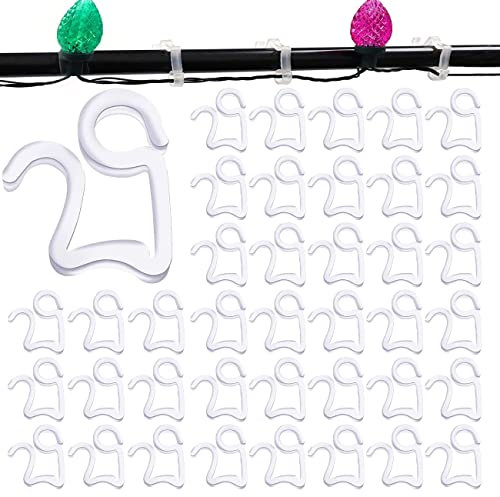 ZDQC 120 Stücke Weihnachtslicht Clips,Dachrinnen Haken Weiss,Dachrinnenhaken für Lichterketten,Weihnachtsbeleuchtung haken,Dachrinne Lichterkette,Lichterketten Halterung