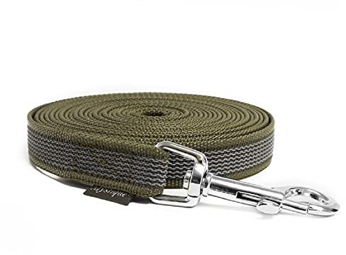 Mystique® Gummierte Schleppleine 20mm ohne Handschlaufe Standard Karabiner (20m, Khaki)
