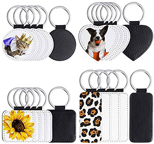 Cliettilw 20 StüCk Sublimation Blank SchlüSsel AnhäNger PU Leder SchlüSsel AnhäNger AnhäNger WäRme üBertragung SchlüSsel AnhäNger Ornament für DIY Basteln