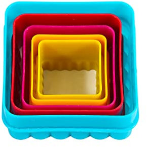 Mesmeriser Cookie Cutters Shapes - Pack of 5 Square Shape Biscuit Cutter Set for Fun Time with Kids