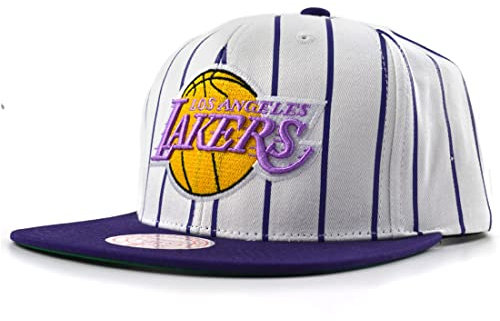 Mitchell & Ness NBA Retro Pinstripe Snapback Cap LA Lakers HWC Logo White/Purple