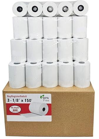 BuyRegisterRolls Thermopapier-Quittungsrollen, passend für alle Clover 55 g/m² POS-Kassen-Drucker SCP700 TSP100 TSP300 TSP400 TSP500