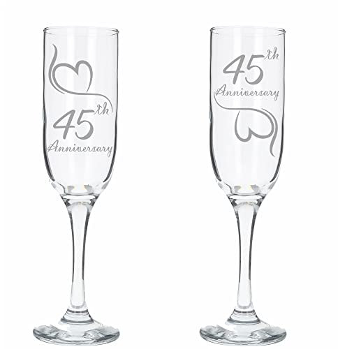 Always Looking Good 45th Wedding Anniversary Set of 2 Sapphire Engraved Champagne Flute Glasses