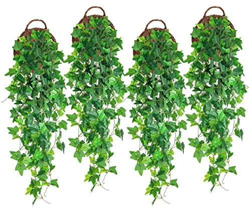 RECUTMS Fake Vines 4pcs Artificial Ivy Hanging Plant Silk Leaves Greenery Garland for Room Decor Indoor Outdoor Garden Door Wall Baskets Wedding Party Table