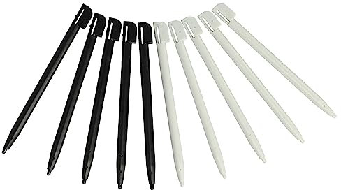 vhbw 10x Stylets Console de Jeux Compatible avec Nintendo DSi, DSi XL, 2DS, DS Lite - 8,8 cm, Noir/Blanc