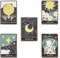SUNNYCLUE 1 Box Emaille Pins Set Tarot Karte Emaille Pins Sonne Mond Stern Anstecknadel Totenkopf Stecker Brosche Halloween Schwarze Katze Gänseblümchen Blumen Broschen Für Damen Herren Rucksäcke