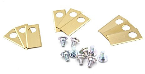 vhbw 9X Ersatz-Messer Ersatz für Worx WA0176 für Rasenmäher - Ersatzklinge Silber Gold, Stahl (Titanbeschichtung)