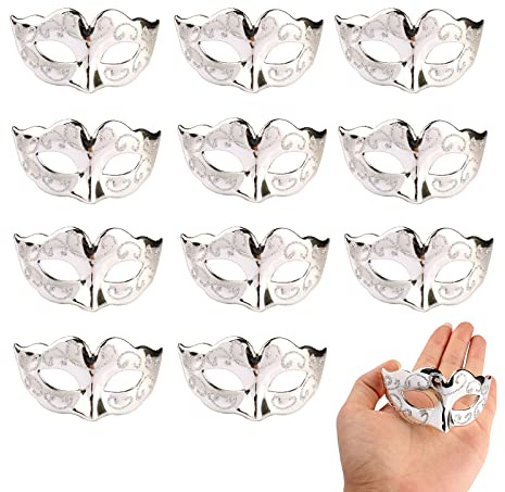 Qngcolrcy 24 Stück dekorative Mini-Maskenmasken, Party-Flasche, Weihnachtsbaumschmuck, handbemalt, venezianische Masken