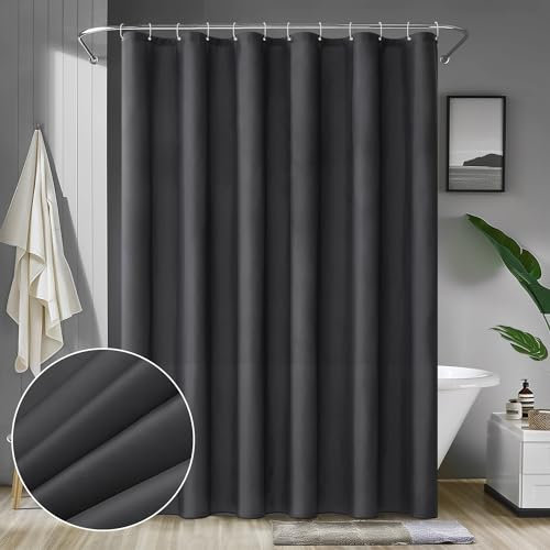 MIULEE Rideau de Douche 180 x 180cm Polyester Anti-Moisissure Déperlant pour la Baignoire Imperméable Rideaux Baignoire Lavable en Machine 12 Crochets Gris Foncé
