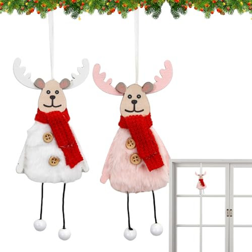 ZONEWD Elch Christbaumschmuck - Rentier-Anhänger-Dekorationen,2 Stück Retro entzückende ästhetische rustikale lebendige Hirsch Weihnachtsbaum Dekorationen für die Weihnachtszeit Dekor