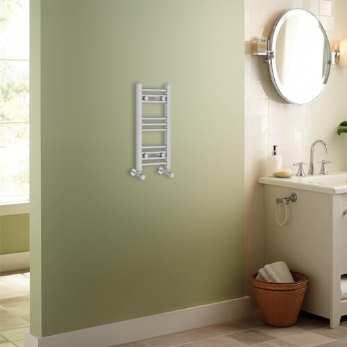 Warmehaus Contemporary Straight Heated Bathroom Towel Rail Radiator Rad - 600x300mm - Chrome