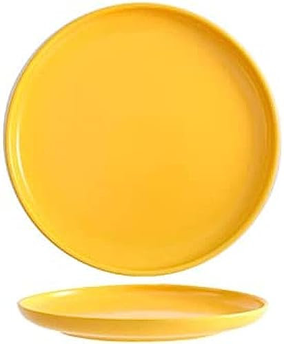 Nordic Creative Style Steak Dinner Keramikteller Westerngeschirr Haushaltsteller Dessertteller Frühstücksteller Salat Pizzateller,Gelb,8 Zoll