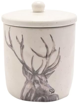 Widdop and Co Majestic Country Hirsch Keramik Küche Kanister - Für Tee/Kaffee/Zucker/Getrocknete Lebensmittel - gesprenkelt Neutral Creme - 18,5 cm