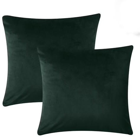 Imperial Rooms Cushion Covers 45 x 45 cm Dark Green Square Throw Pillow Cases with Invisible Zipper 18x18 Inch Plain Bedroom Cushion for Sofa Xmas Decor Living Room Car