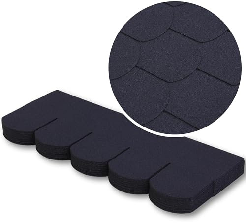 Premium Asphalt Roof Shingles, 25 Pcs Covers 32.2 sqft (3 sqm) - Graphite Fish Scales Design Felt Shingles 31.5 in x 12.4 in (80 x 31.5 cm) Weather Resistant & Heavy-Duty Roofing Felt