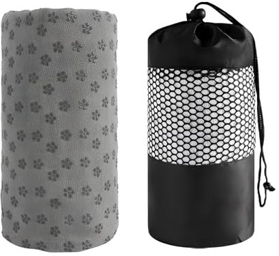 Naapesi Telo Yoga Antiscivolo Grip, Morbido Tappetino da Yoga,Coperta Yoga,Asciugatura Rapida Telo da Yoga Asciugamano,Antiscivolo, Microfibra, Super Morbido,per Lo Fitness, Esercizi e Sport (Grigio)