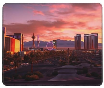 Gaming-Mauspad (Las Vegas Sunset), wasserdicht, rutschfest, Schreibtischunterlage, Tastatur-Pad, Mauspad, Heimbüro, Schreibtischzubehör und Dekoration für Damen und Herren, 25,4 x 30,5 cm