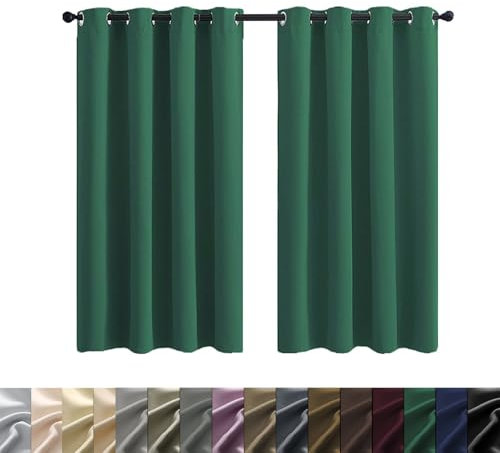 WUXXIANG Rideau Occultant Décoration de Fenêtre 140 x 150 cm Isolant Phonique et Thermique, Rideaux Occultants pour Chambre et Salon, avec Noir Doublure, pour Chambre Fenêtre, Vert Foncé