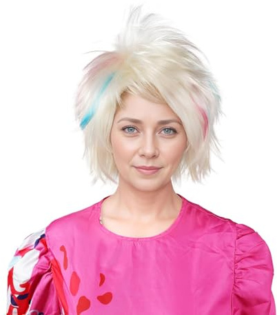 Kurze blonde Perücke für Cosplay, seltsame Perücke, Halloween-Kostüm für Erwachsene, Perücken für Frauen