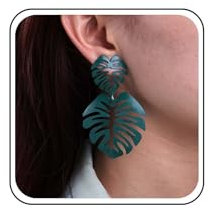 Inateannal Boho Palm Tree Leaf Dangle Earrings Gold Monstera Leaf Earrings Tropical Palm Tree Plant Earrings Large Metal Palm Earrings Hollow Leaves Earrings Statement Leaf Dangle Earrings, Zinc, No