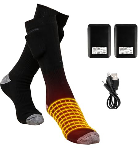 Dhqkqg Calcetines Calefactables, Calcetines Calefactables Mujer Hombre, 3 Temperaturas Ajustables, Calcetines Termicos Calefactables Lavable, Calentador de Pies para Caza, Senderismo, Camping, Esquí