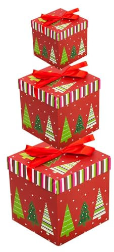 Weihnachten Nistkästen Urlaub Box Set Stapelboxen Dekorative Aufbewahrungsboxen Nested Box Set 10x10cm 15x15cm 22x22cm für Neujahrsverpackung Karton