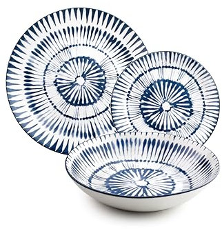 IBILI - Vajilla de 12 Piezas Zeeland, Platos de Porcelana para 4 personas
