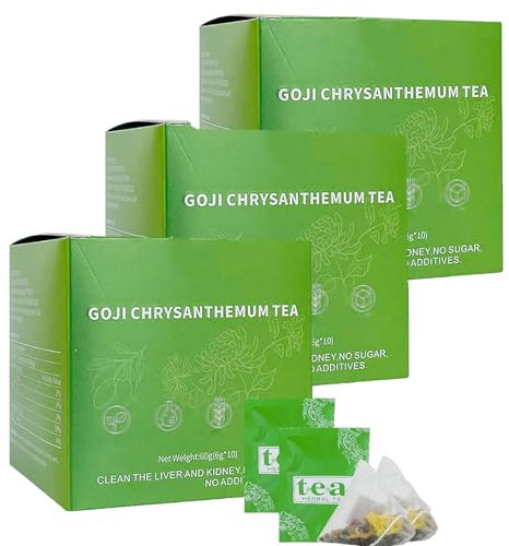 Goji Berry Chrysanthemum Tea, 60g Herbal Dandelion Wolfberry Tea, Chrysanthemum Goji Berry Tea, Liver Tea Formula Chrysanthemum, Dandelion Wolfberry Liver Health Chinese Tea Bags (3)
