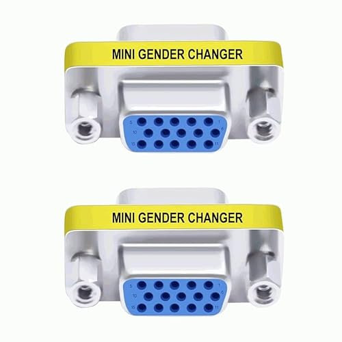 TECHZOCO Adattatore VGA Femmina a Femmina, Accoppiatore SVGA, Adattatore per Changer di genere HDB15, Connettore VGA Femmina a Femmina, Plug 15 Pin VGA Femmina, HD 15 Pin, Femmina a Femmina