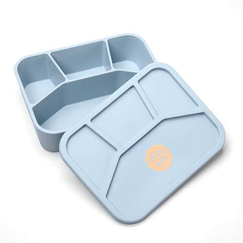dinka! Kids Lunch Box - Multi Compartment Boxes with Leak-Proof Lid - Silicone - Ideal for Baby Food & Toddler Snacks - BPA Free Bento Boxes for Travel & Picnic - 1.1L Capacity (Dark Blue)