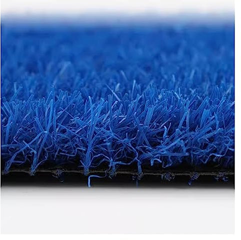 KJoBDwz Herbe synthétique - Tapis de jardin pour intérieur et extérieur - Avec trous de drainage, tapis extérieur en herbe artificielle bleu - gazon (50 x 200 cm)
