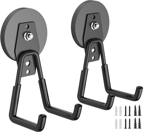 Starke Magnethaken zum Aufhängen, strapazierfähig, große Magnethaken, Magnethaken mit Anti-Rutsch-Beschichtung, Magnethalter, Magnetaufbewahrungshaken, robuster Magnethaken (2 Stück, Schwarz)