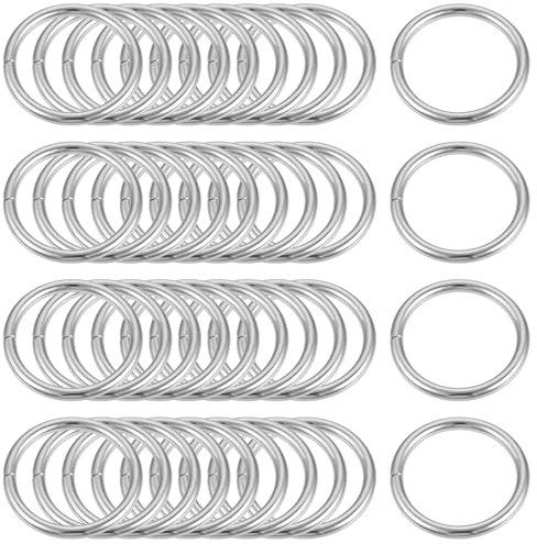 TOP-VIGOR 40 Stück Metall-O-Ringe, 25mm ID 3mm Dicke Multifunktions-O-Ringe Schnallen, nicht geschweißte O-Ringschnalle, Metallringe, schwer belastbar, für die Herstellung von Hardware für die